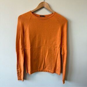 J. McLaughlin Orange Crew Neck Cotton Blend Knit Sweater